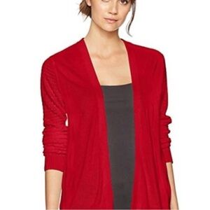 Madison Red Cardigan Sweater Textured Knit